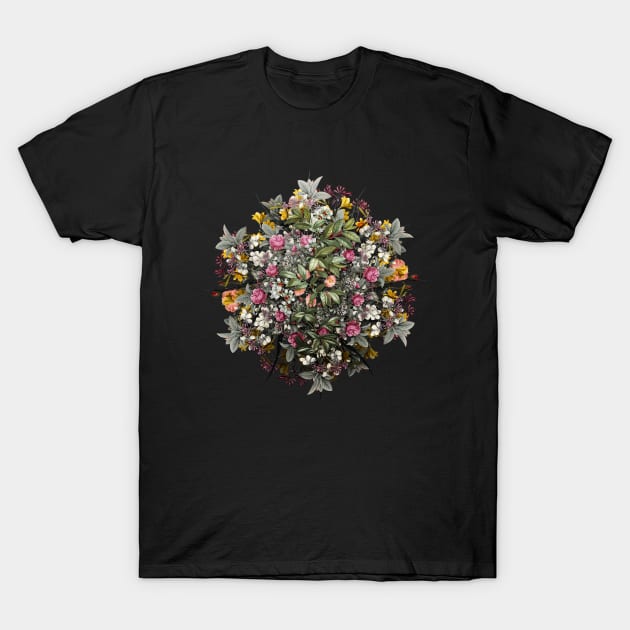 Vintage Rabbit Eye Blueberry Flower Wreath T-Shirt by Holy Rock Design